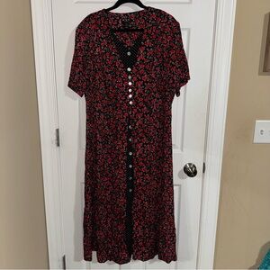 MSK Red and Black Floral Maxi Dress